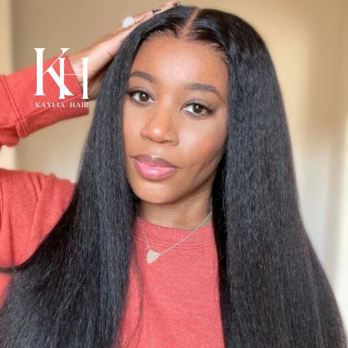 Kinky Straight Human Hair - V Part Wig