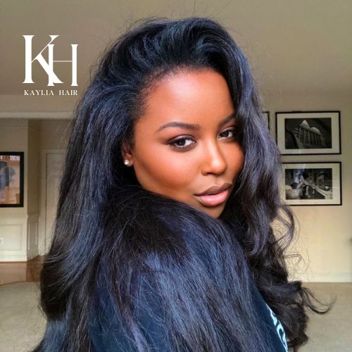 Kinky Straight Human Hair - Flip over Half Wigs