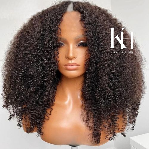 Afro Kinky Curly Human Hair - V Part Wig