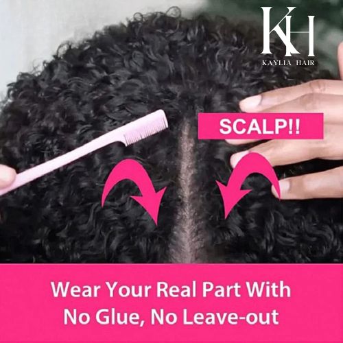 Afro Kinky Curly Human Hair - V Part Wig