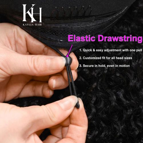 Kinky Straight Human Hair - Flip over Half Wigs
