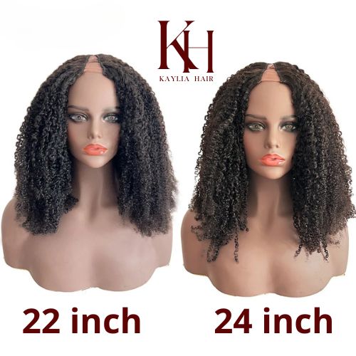 Afro Kinky Curly Human Hair - V Part Wig