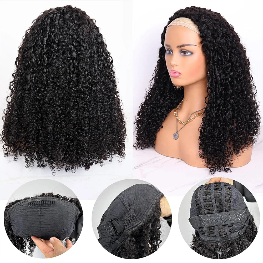 Curly Human Hair - Flip over Half Wig