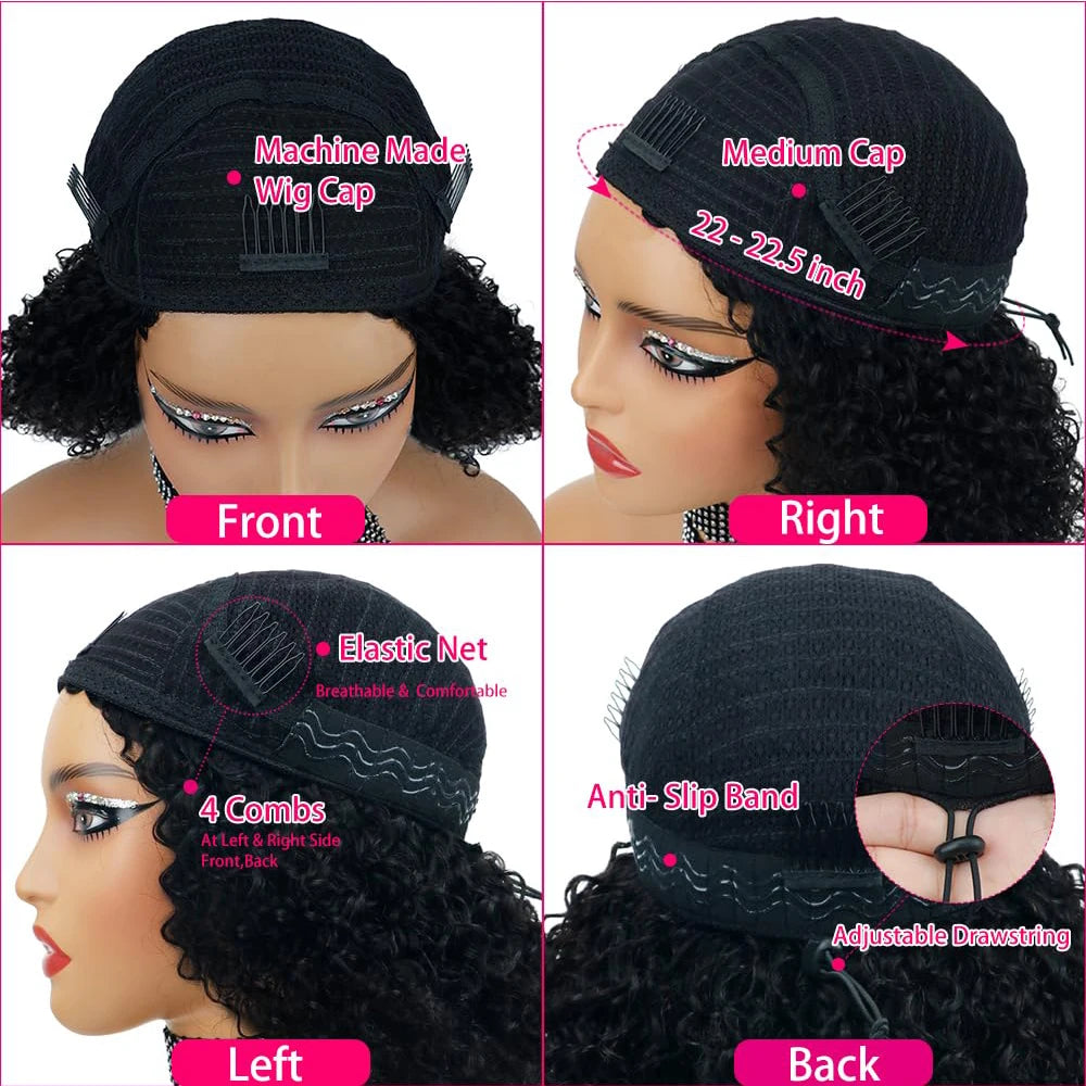 Curly Human Hair - Flip over Half Wig