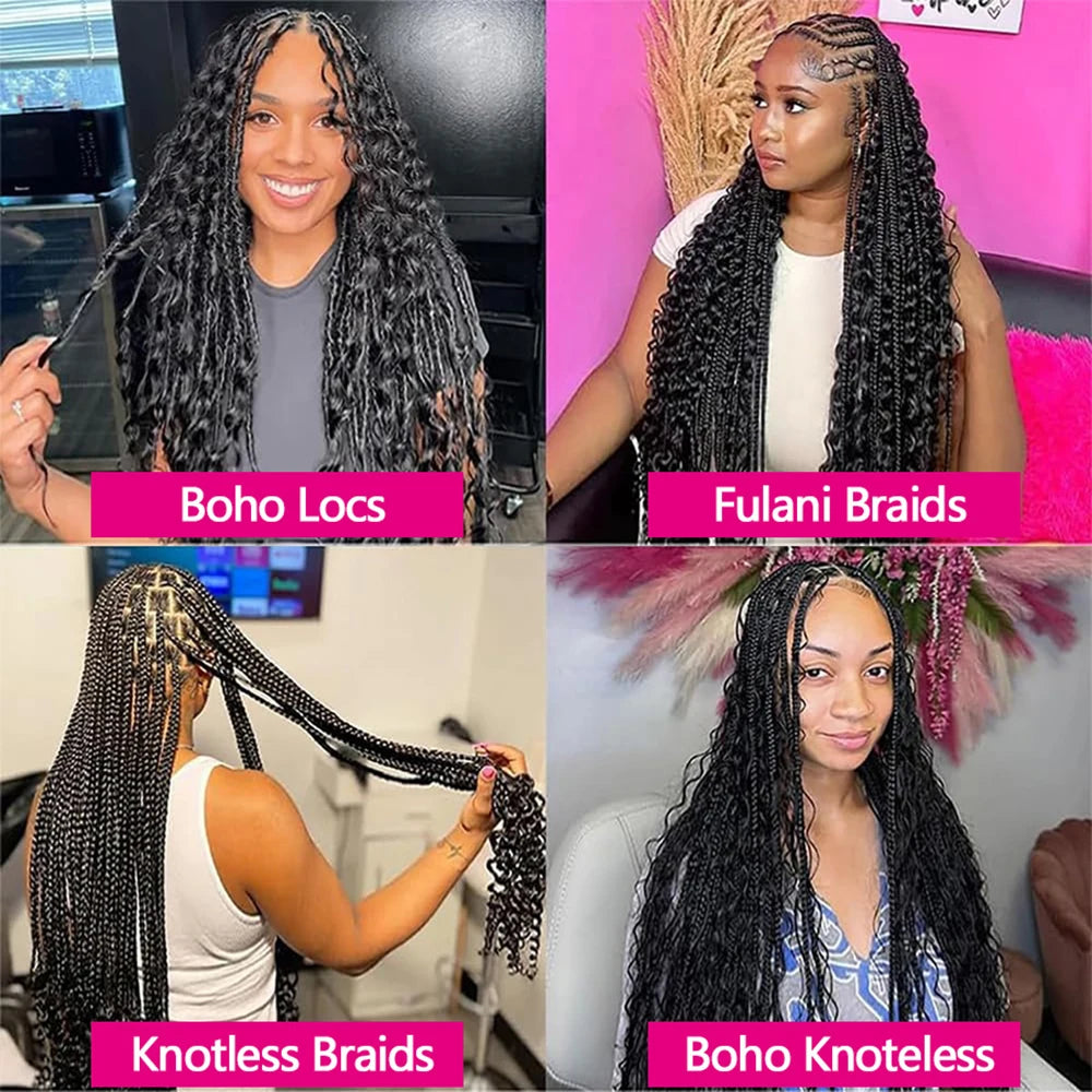 Deep Wave Bundles Braids - Extension Curly Human Hair for Boho Braids