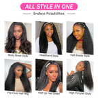 Kinky Straight  Human Hair - Flip over Half Wigs