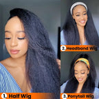 Kinky Straight  Human Hair - Flip over Half Wigs