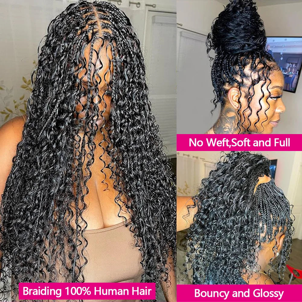 Deep Wave Bundles Braids - Extension Curly Human Hair for Boho Braids