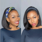 Headband Short Bob Wig - Human Hair, Ready To Wear Wig