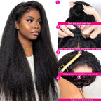 Kinky Straight  Human Hair - Flip over Half Wigs