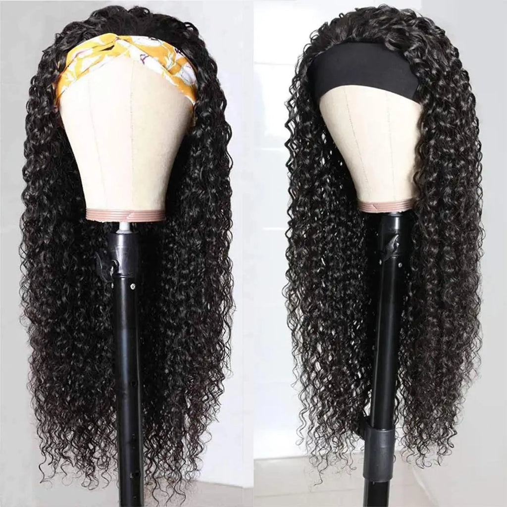 Headband Water Wave Wig - Human Hair, Ready To Wear Wig