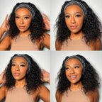 Headband Wig Human Hair Kinky Curly MYLOCKME No Glue Full Machine Made Brazilian Remy Human Hair Wigs For Women 180% Density