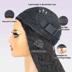 Kinky Straight Human Hair - Flip over Half Wigs
