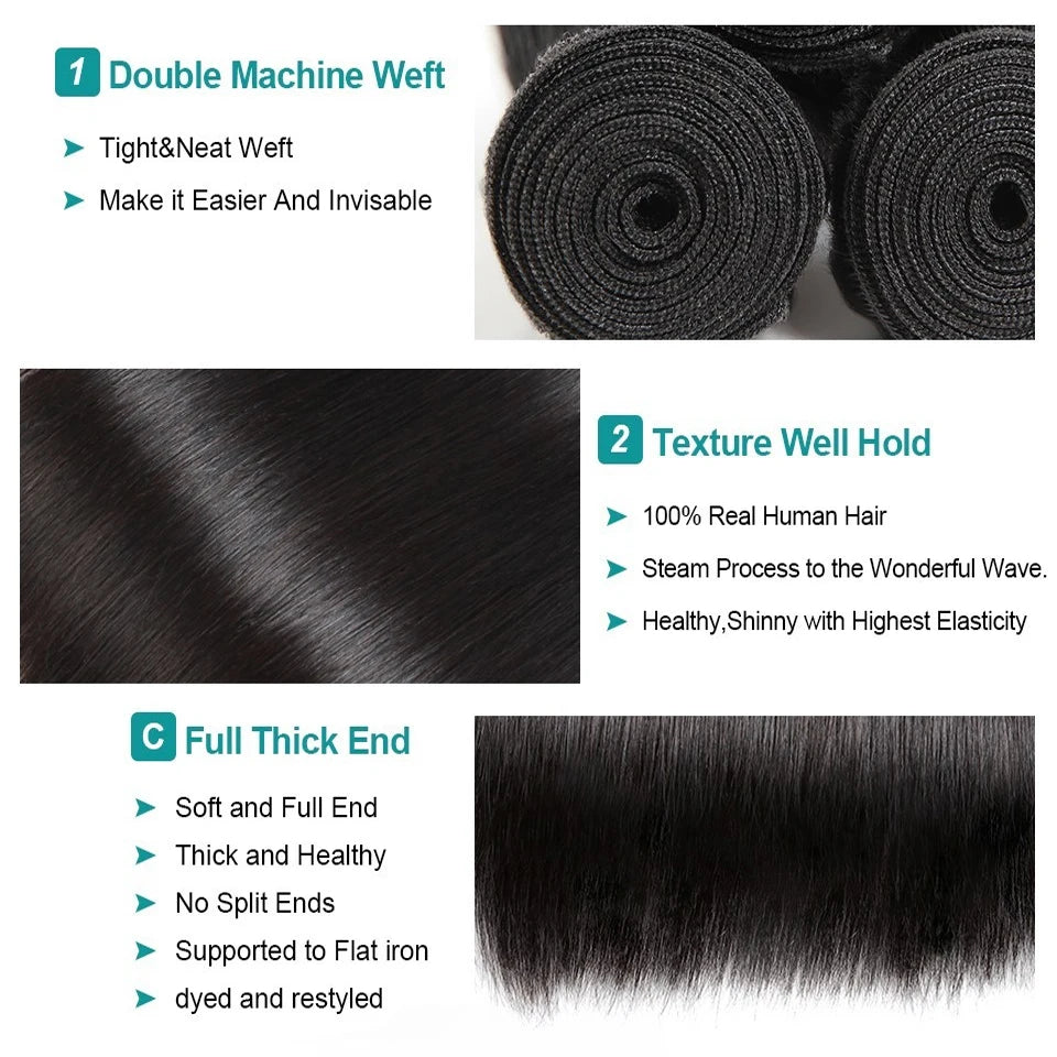 Straight Hair Bundles - Human Hair Weave, Hair Extensions