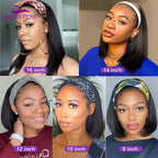 Headband Short Bob Wig - Human Hair, Ready To Wear Wig
