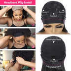 Headband Water Wave Wig - Human Hair, Ready To Wear Wig