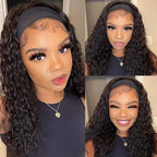 Headband Water Wave Wig - Human Hair, Ready To Wear Wig