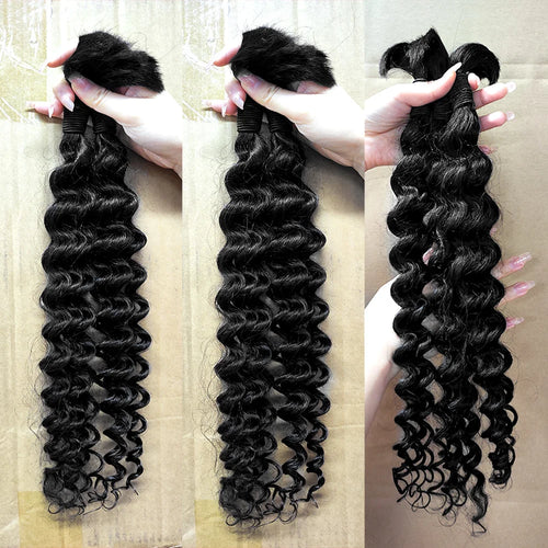 Deep Wave Bundles Braids - Extension Curly Human Hair for Boho Braids