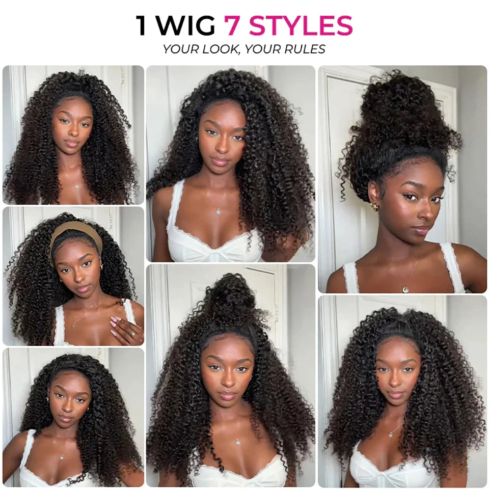 Kinky Curly Human Hair  - Flip over Half Wig