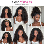 Kinky Curly Human Hair  - Flip over Half Wig